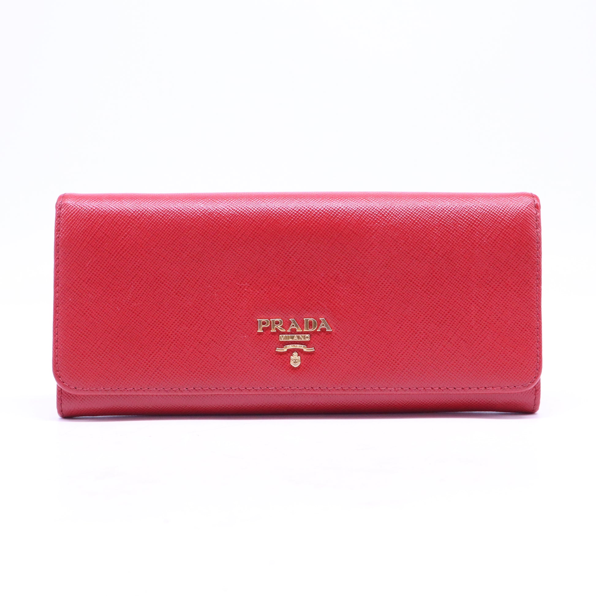 Cartera larga de cuero rojo saffiano W20646