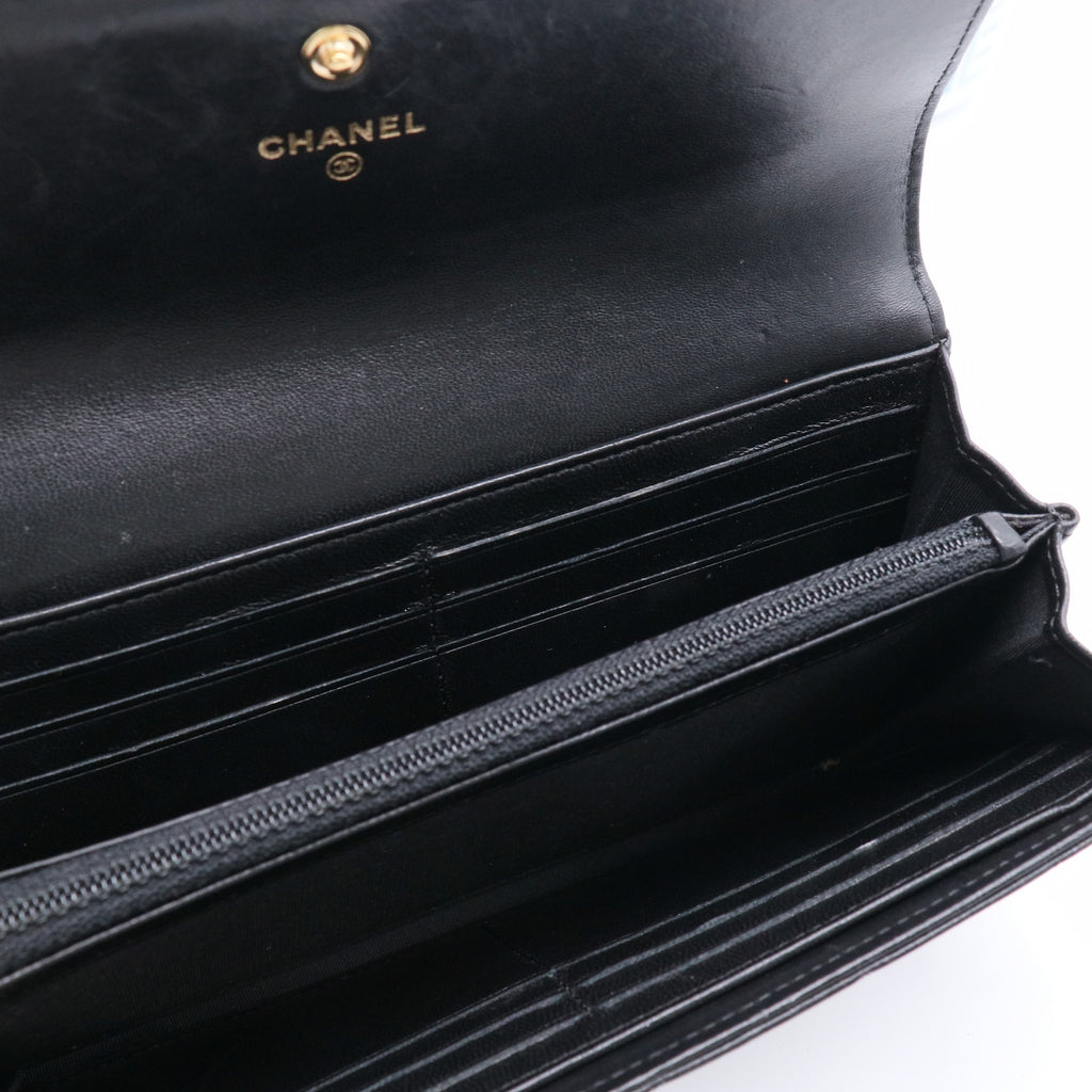 Black Lambskin Boy Chanel Large Flap Wallet Twins