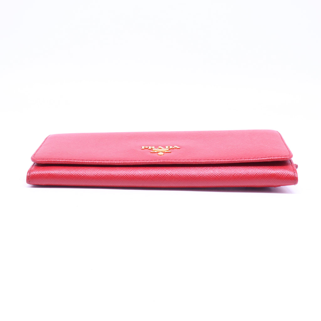 Cartera larga de cuero rojo saffiano W20646