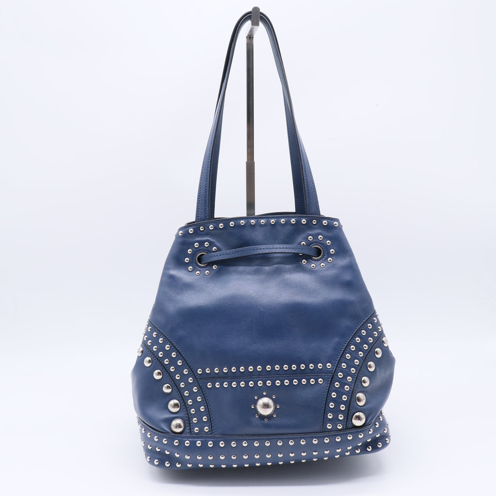 Prada Soft Calf Studded Tassel Bucket Bag twins B21753