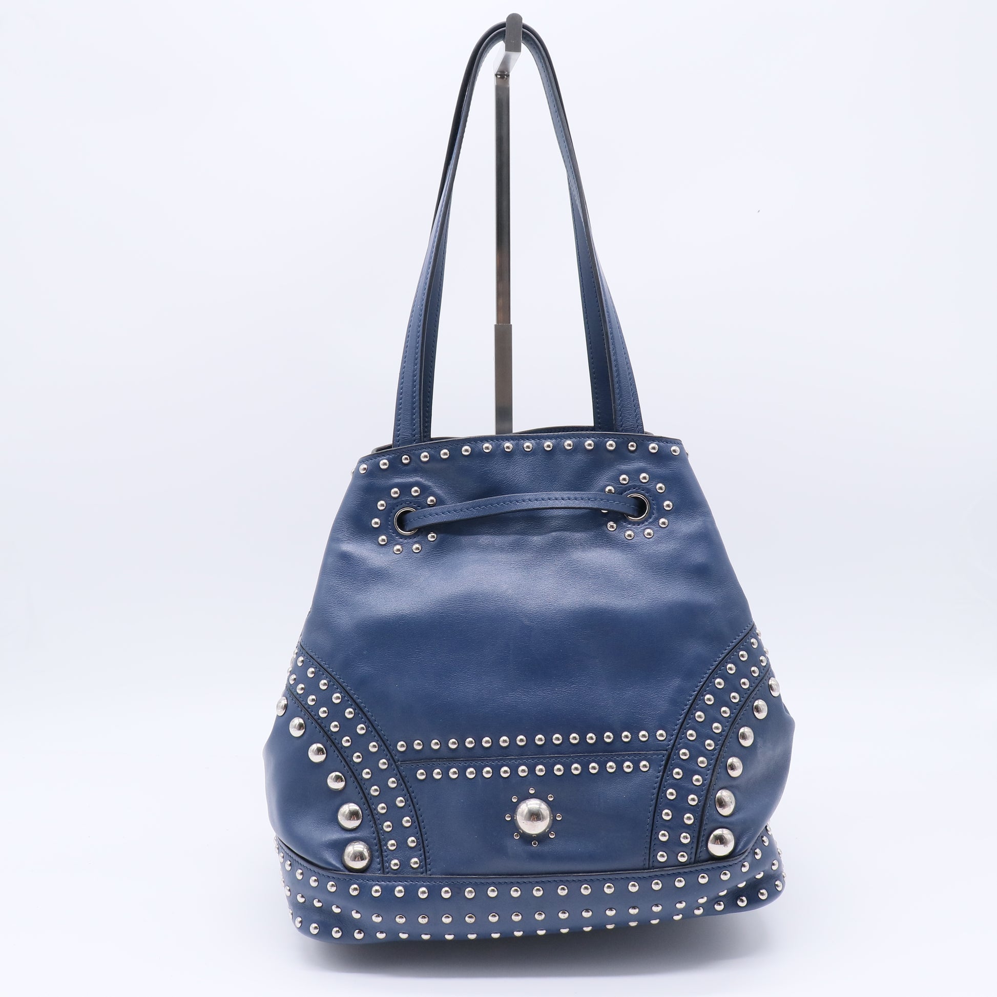 Prada Soft Calf Studded Tassel Bucket Bag twins B21753
