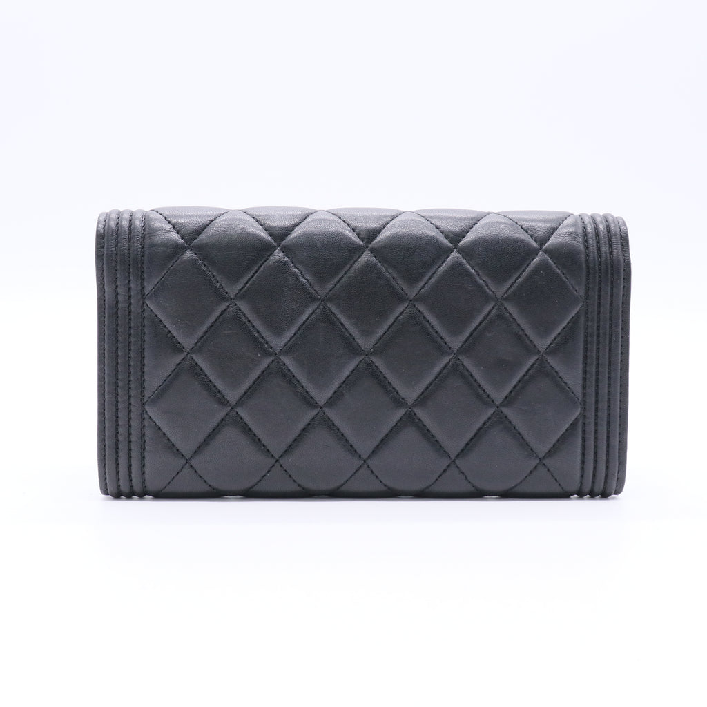 Black Lambskin Boy Chanel Large Flap Wallet Twins