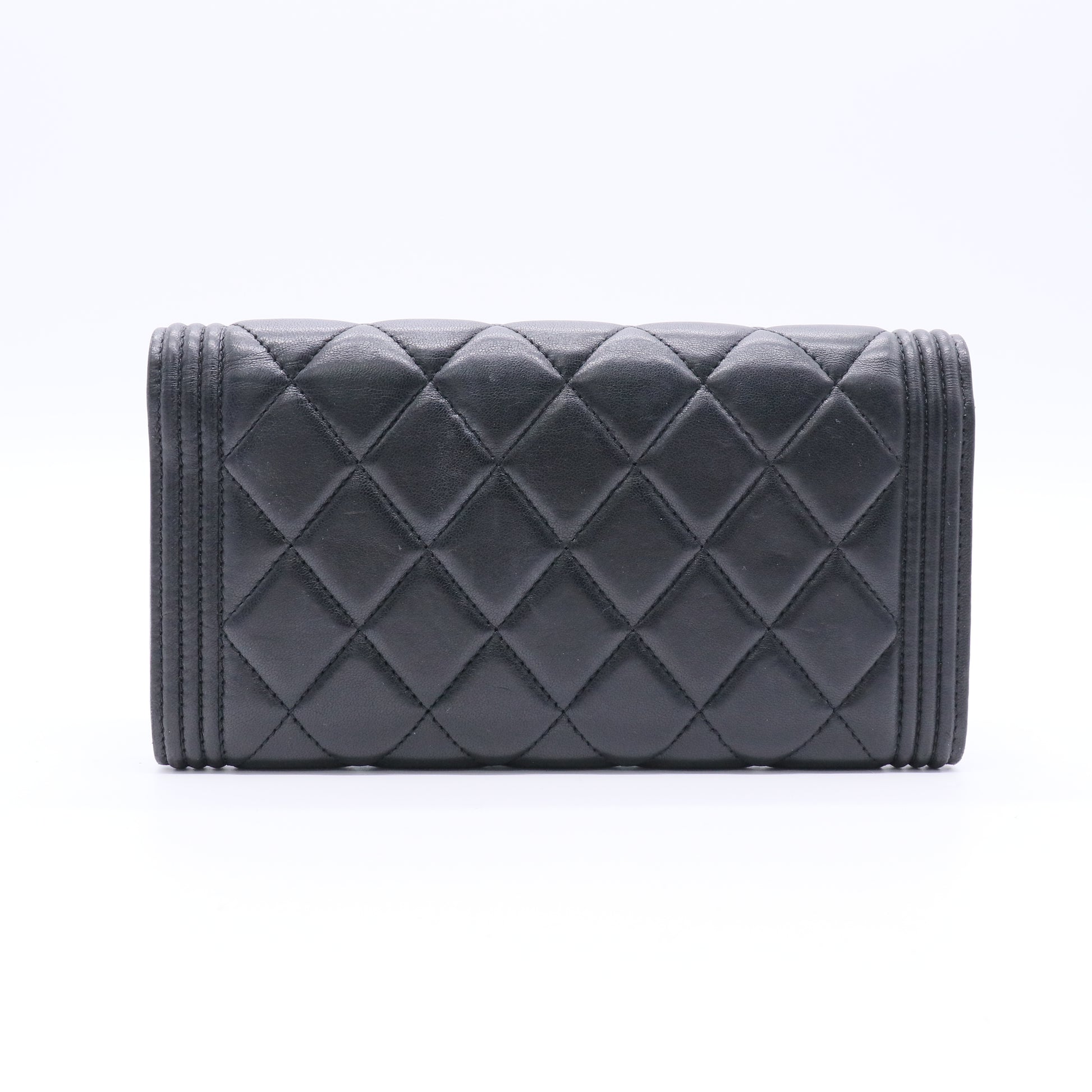 Black Lambskin Boy Chanel Large Flap Wallet Twins