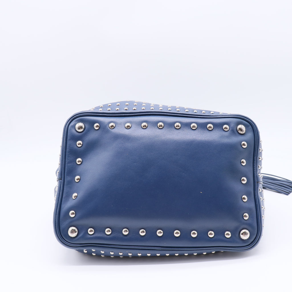 Prada Soft Calf Studded Tassel Bucket Bag twins B21753