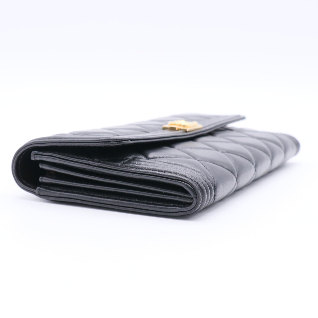 Black Lambskin Boy Chanel Large Flap Wallet Twins