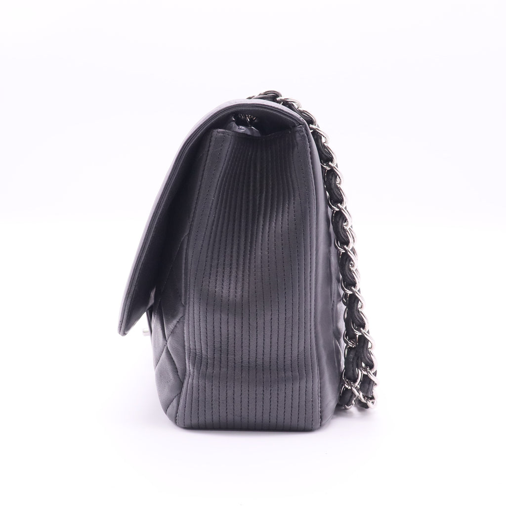 Chanel Black CC Border Flap Diamond Vertical Bag twins