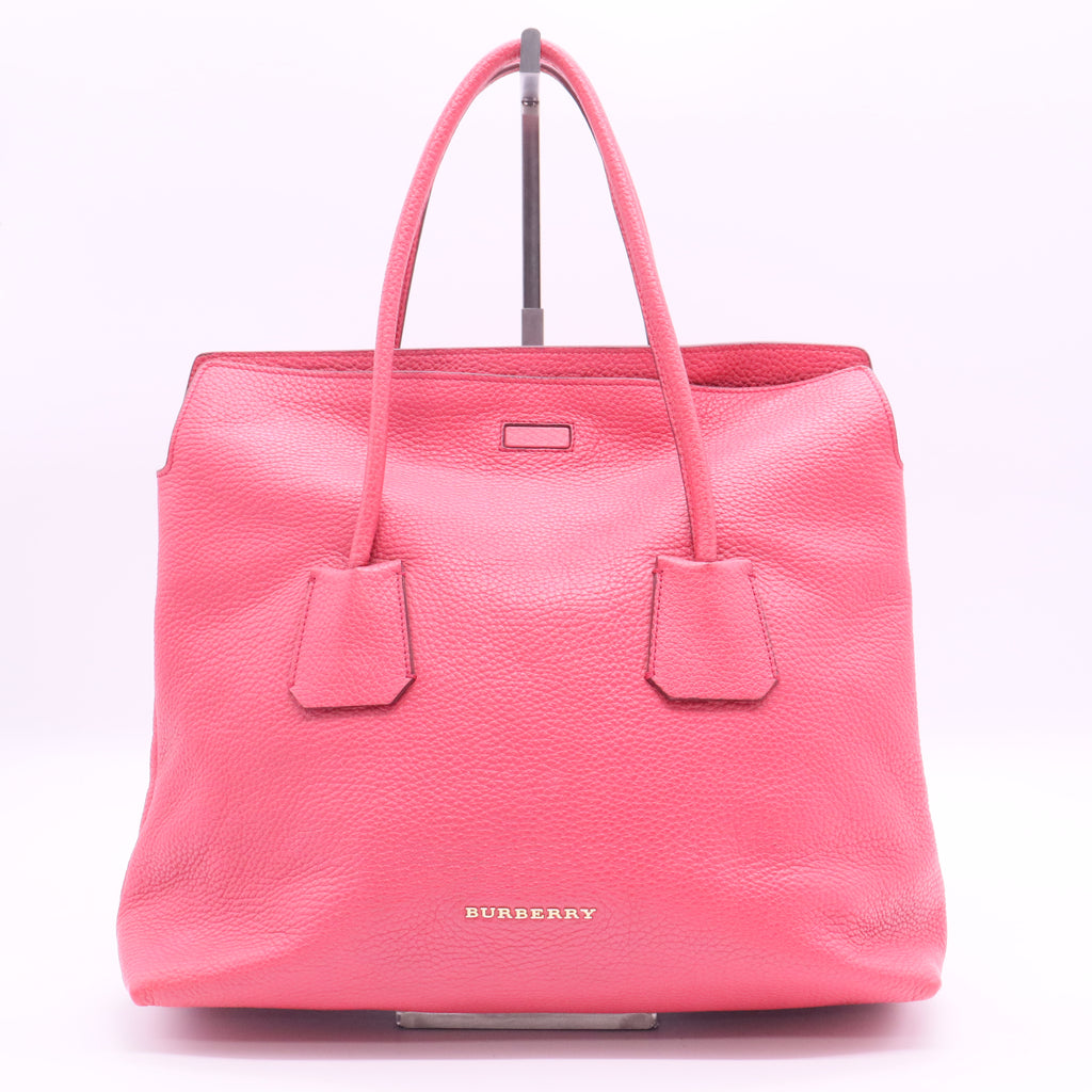 Pink Grained Leather Baynard Tote Bag
