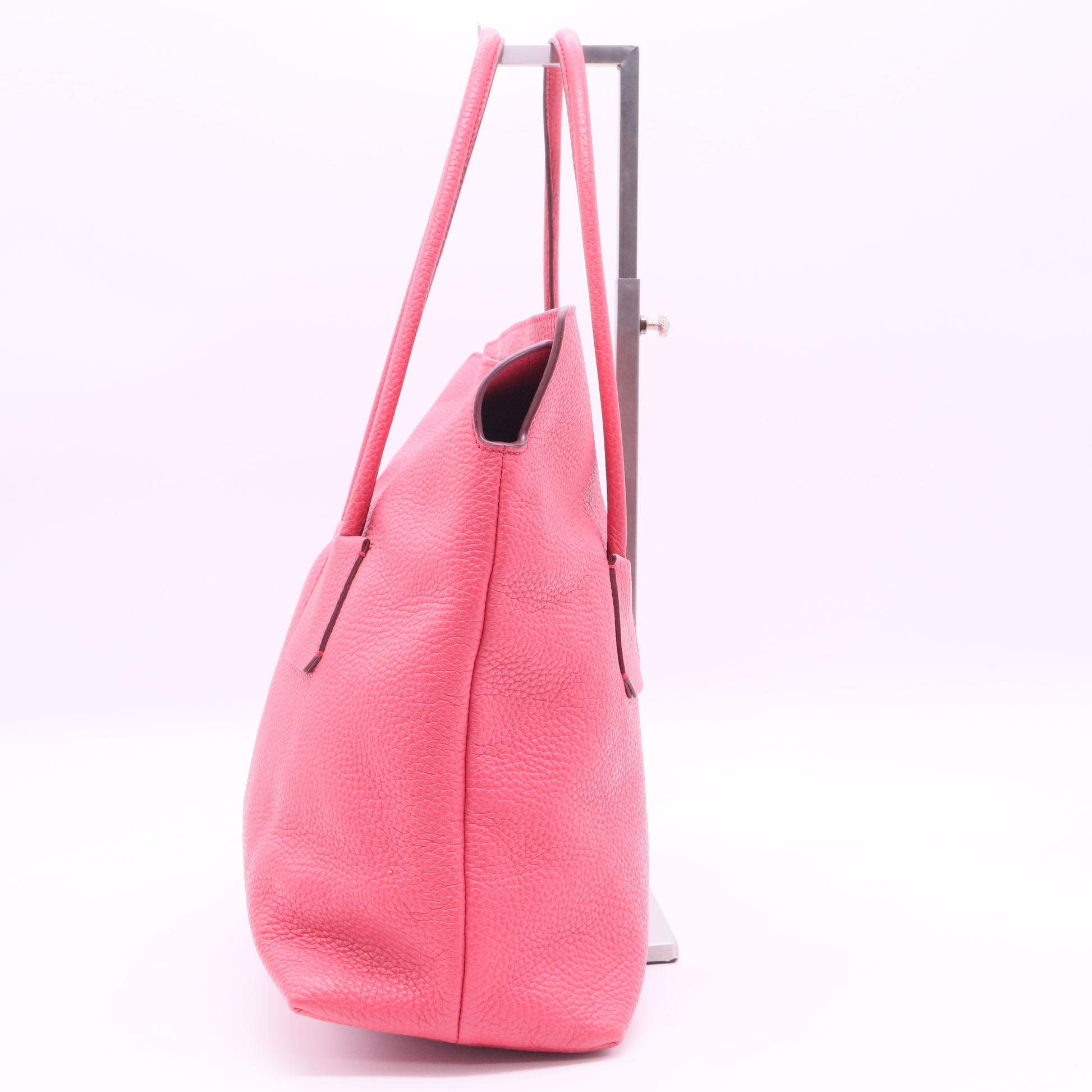 Pink Grained Leather Baynard Tote Bag