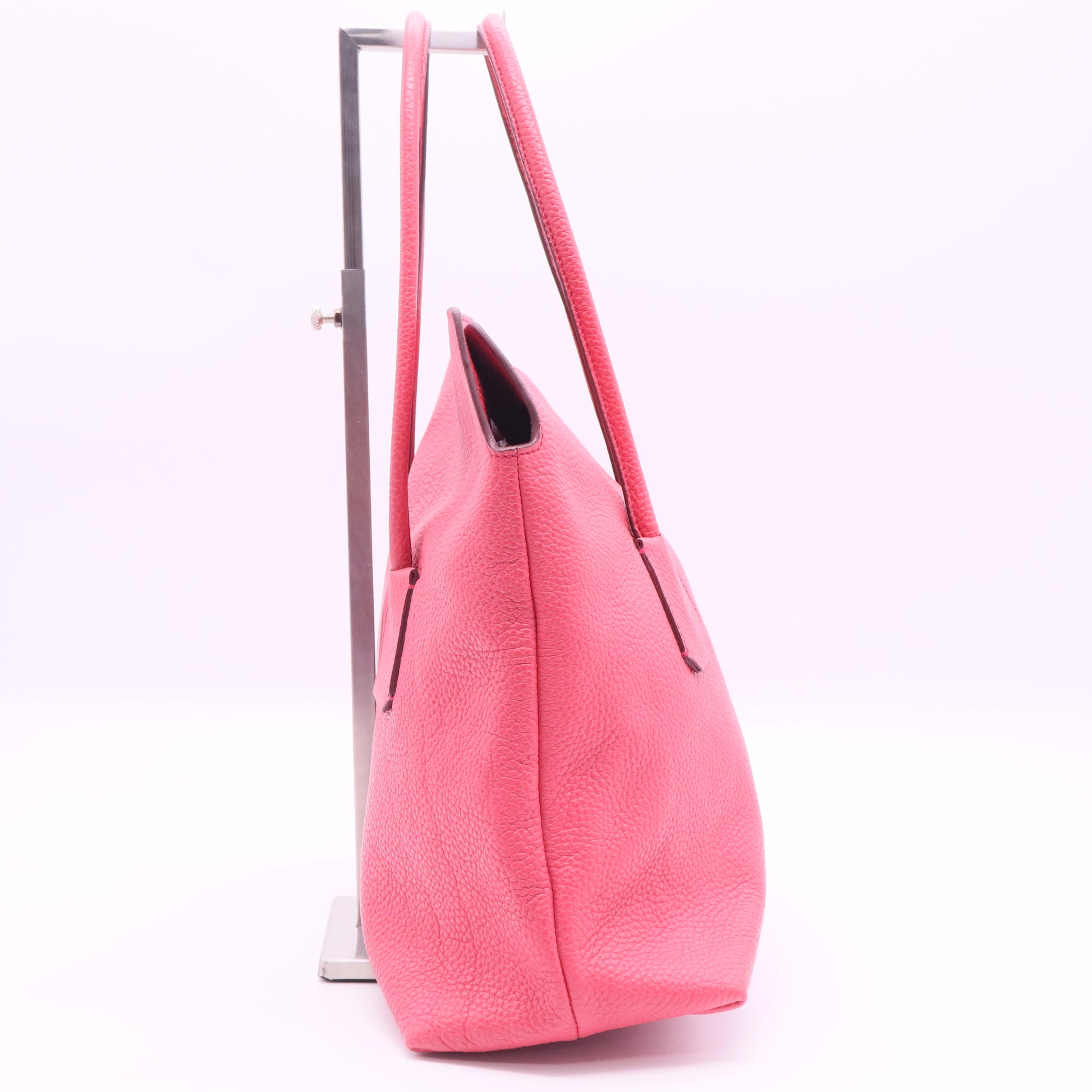 Pink Grained Leather Baynard Tote Bag