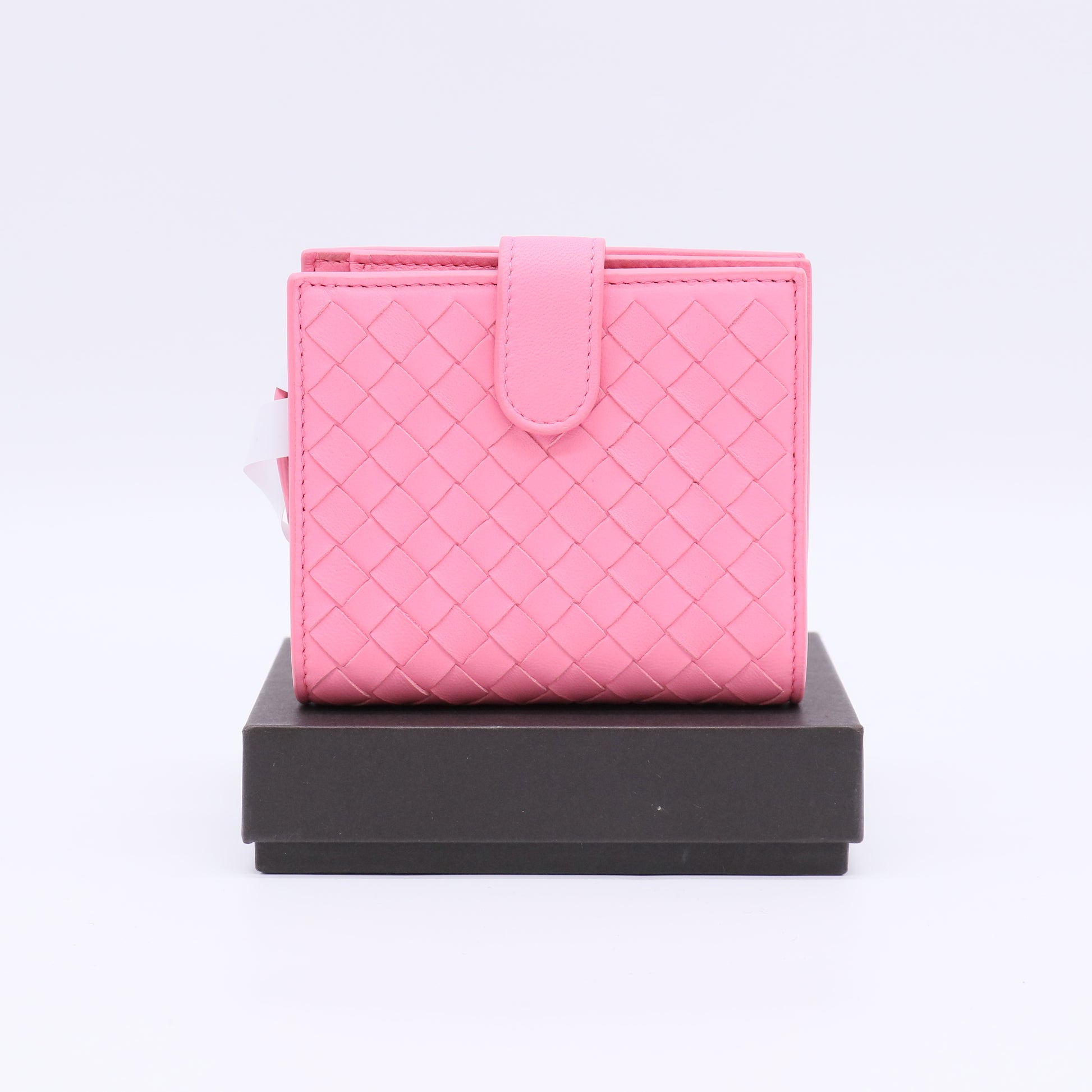 Light Pink Intrecciato Woven Nappa Leather Compact Wallet W22575
