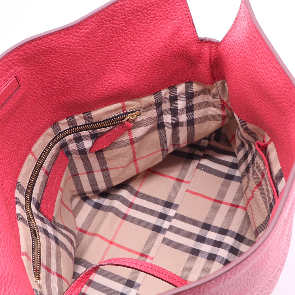 Pink Grained Leather Baynard Tote Bag