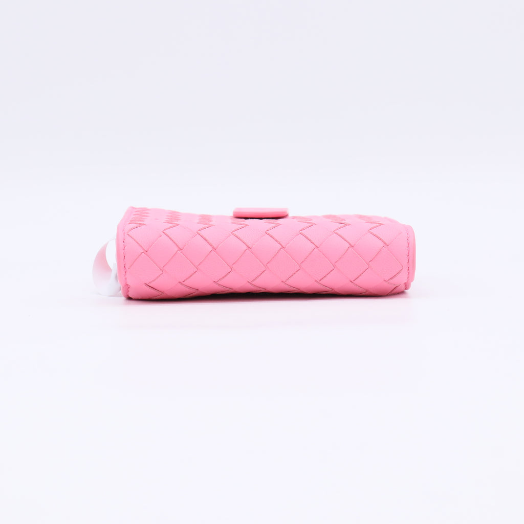 Light Pink Intrecciato Woven Nappa Leather Compact Wallet W22575