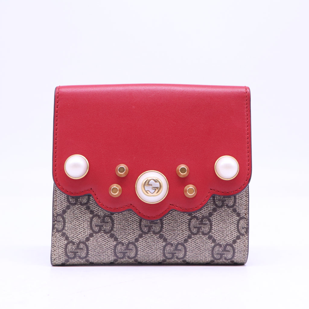Faux Pearl Accents Compact Wallet W20753