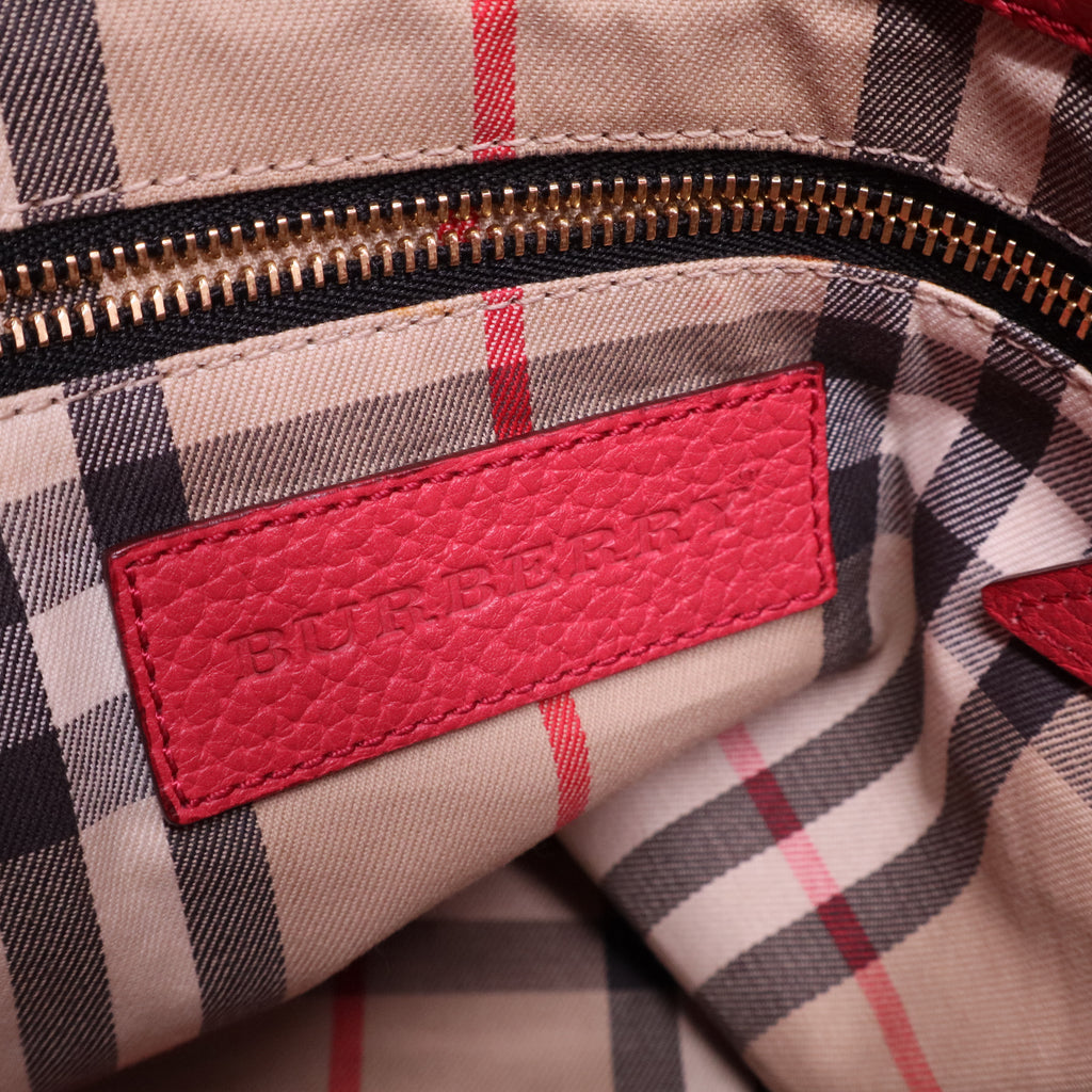 Pink Grained Leather Baynard Tote Bag