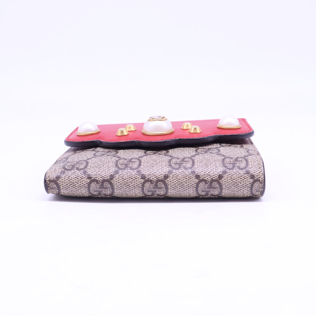 Faux Pearl Accents Compact Wallet W20753