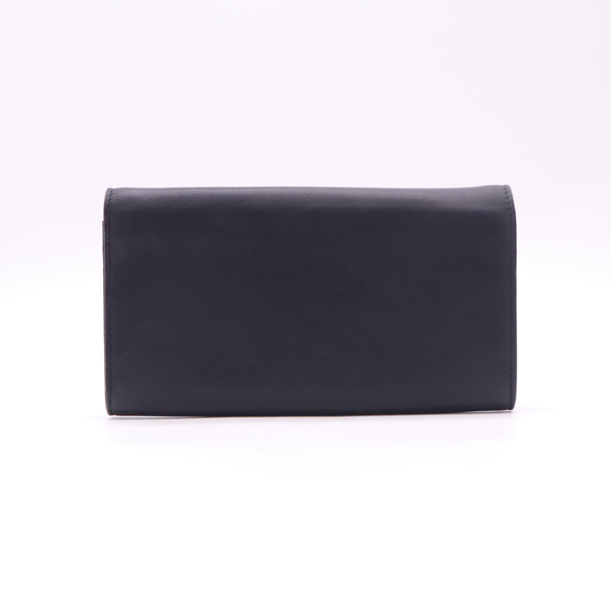 Black/Blue Leather Turnlock Flap Wallet W22492