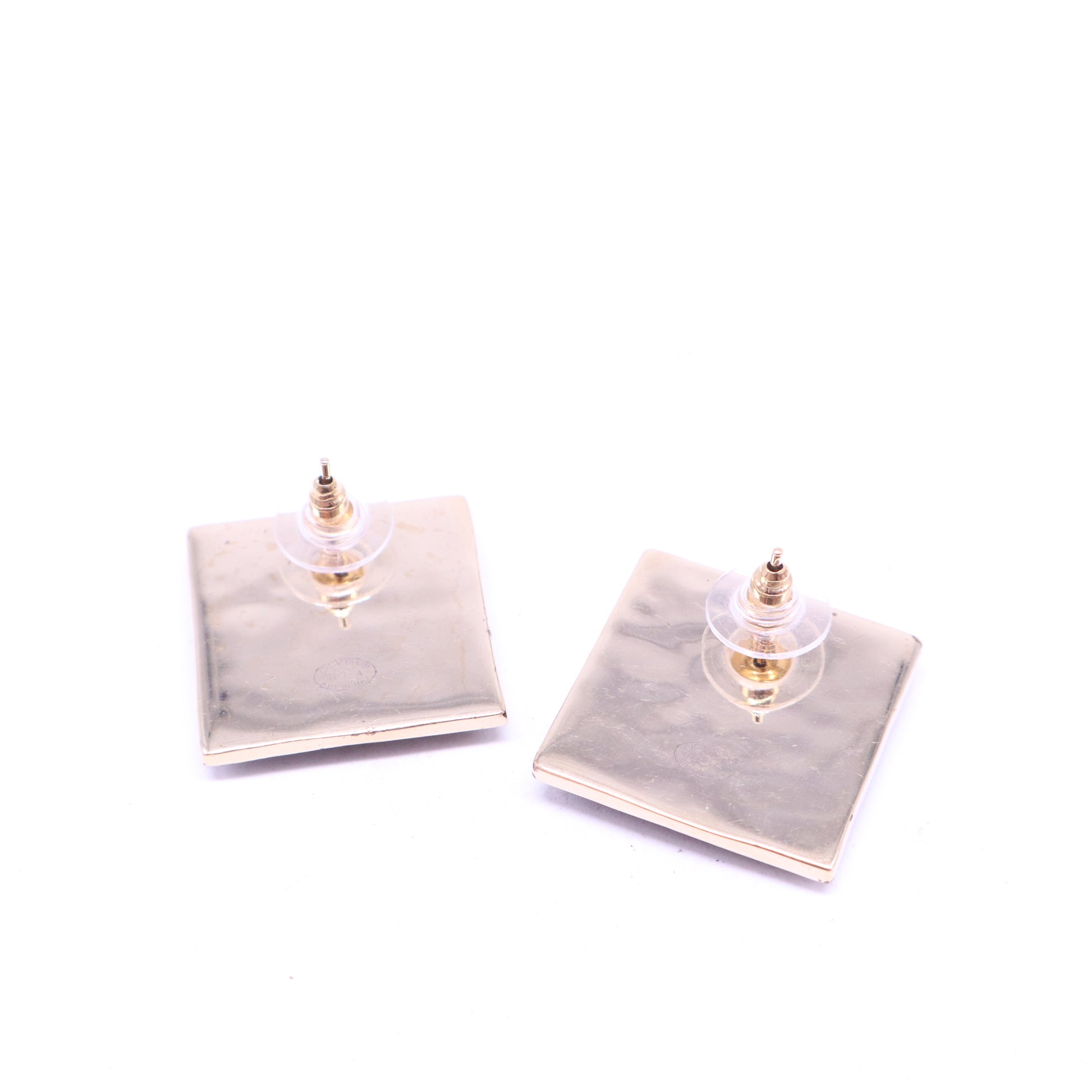 Enamel CC Square Earrings Black White W20831