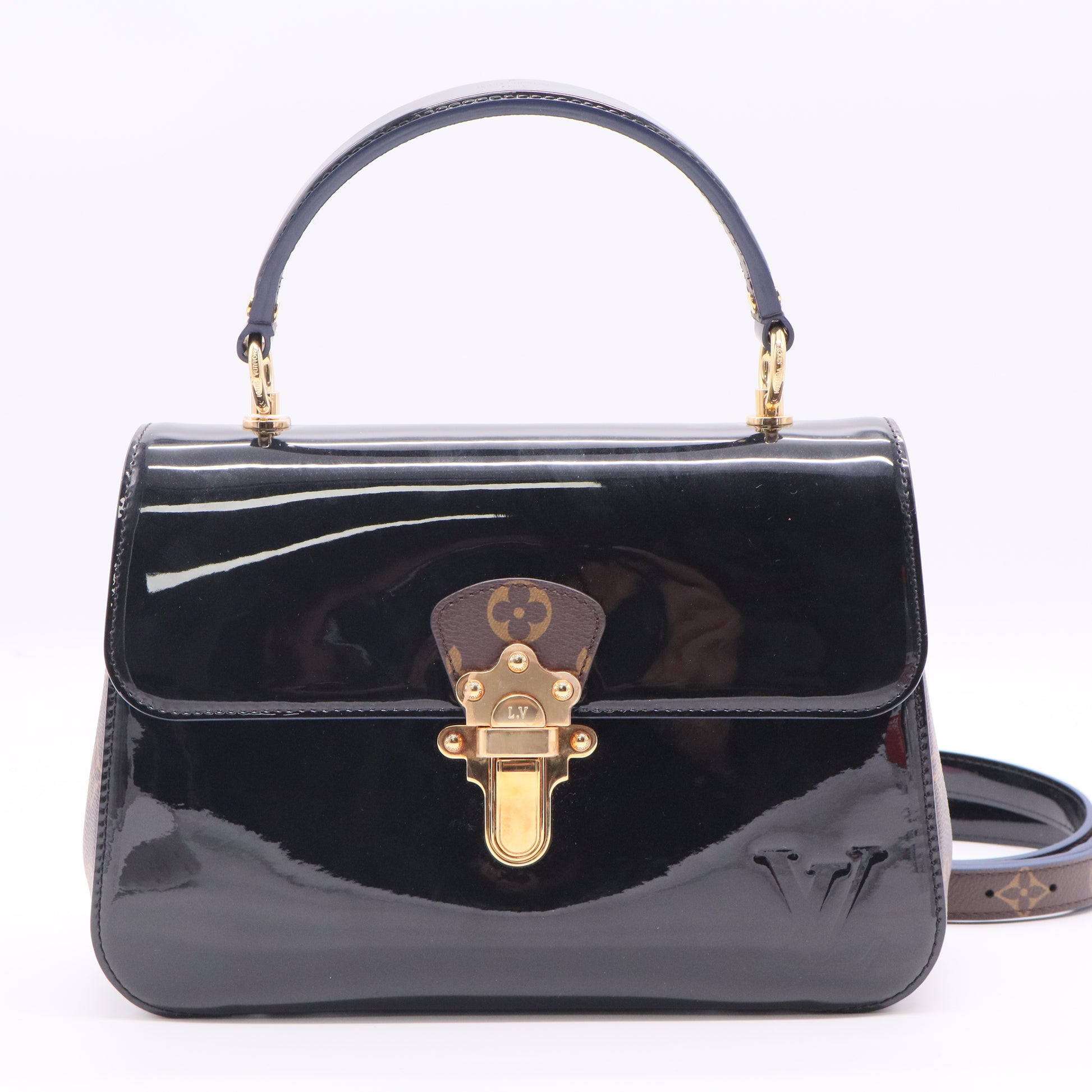 Cherrywood Handbag Vernis with Monogram Canvas PM twins