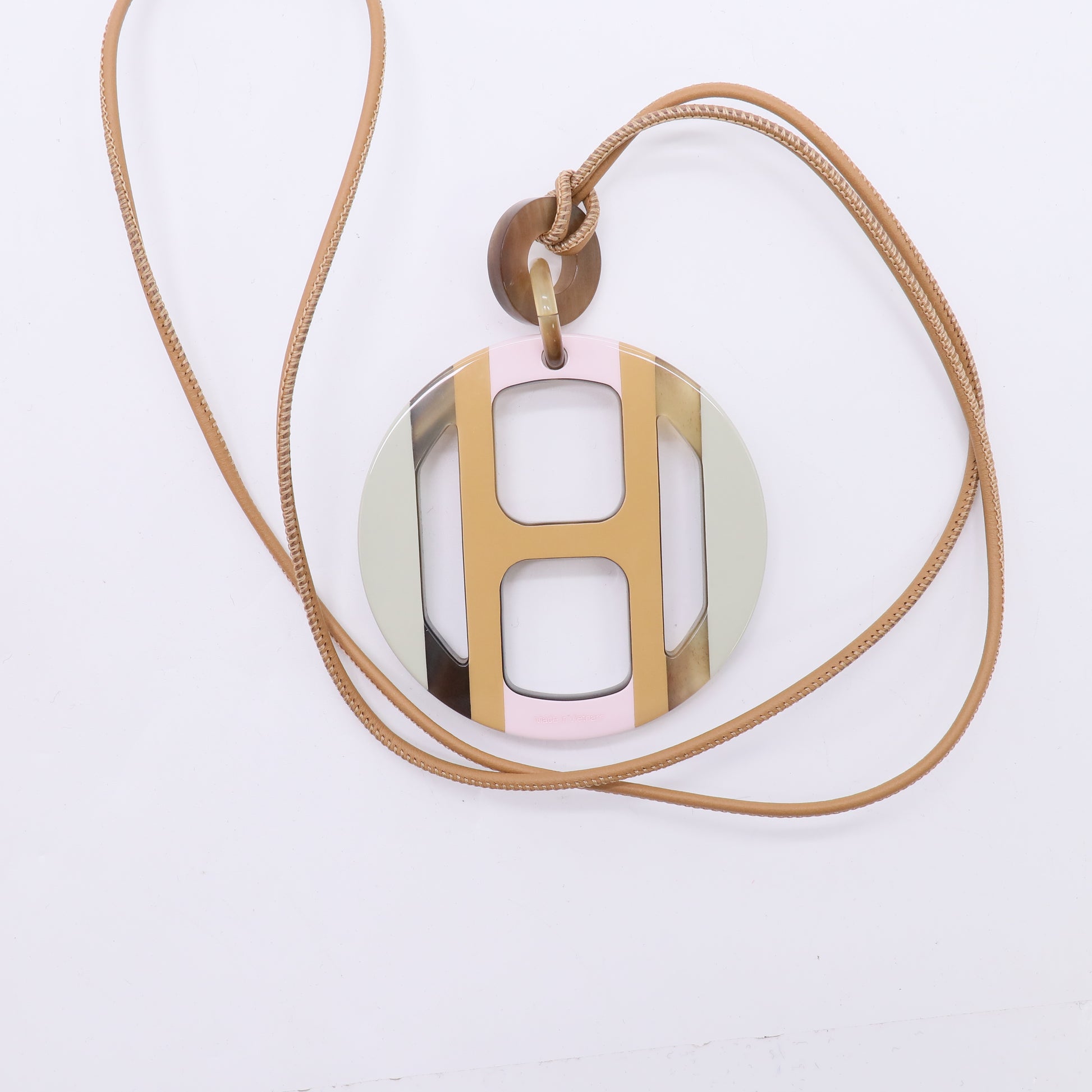 H Equipe Lacquered Horn Pendant On Leather Cord W22592