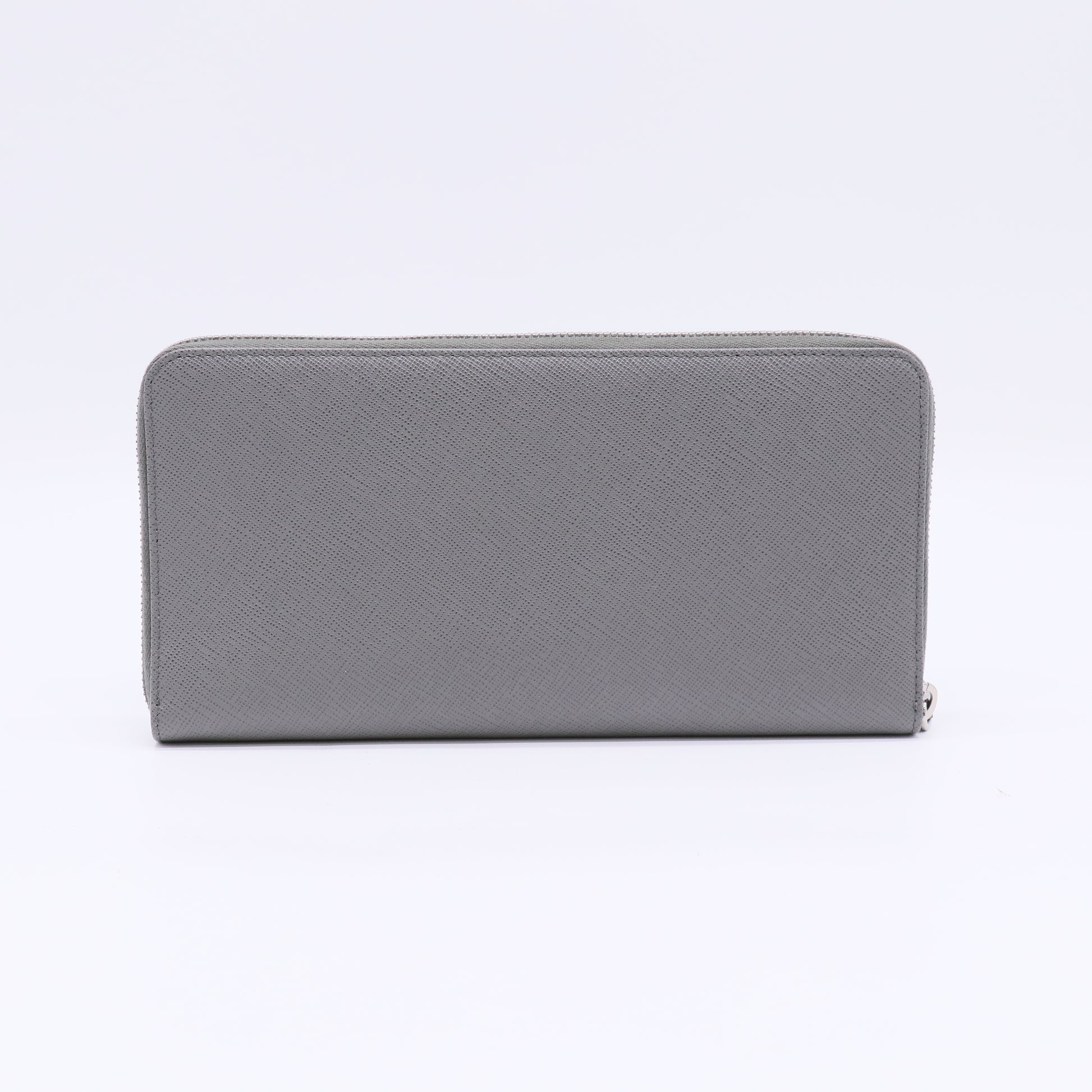 Grey Saffiano Leather Long Zip-Around Wallet W22586