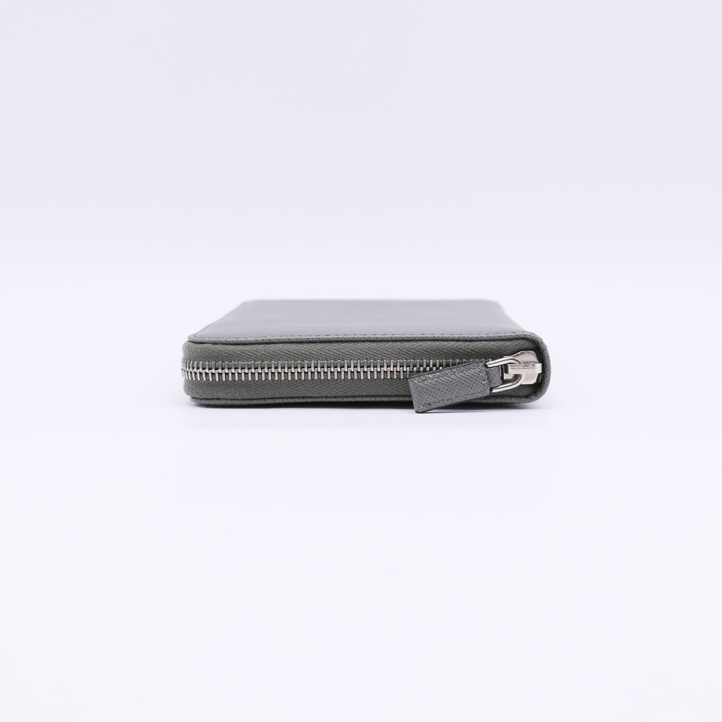 Grey Saffiano Leather Long Zip-Around Wallet W22586