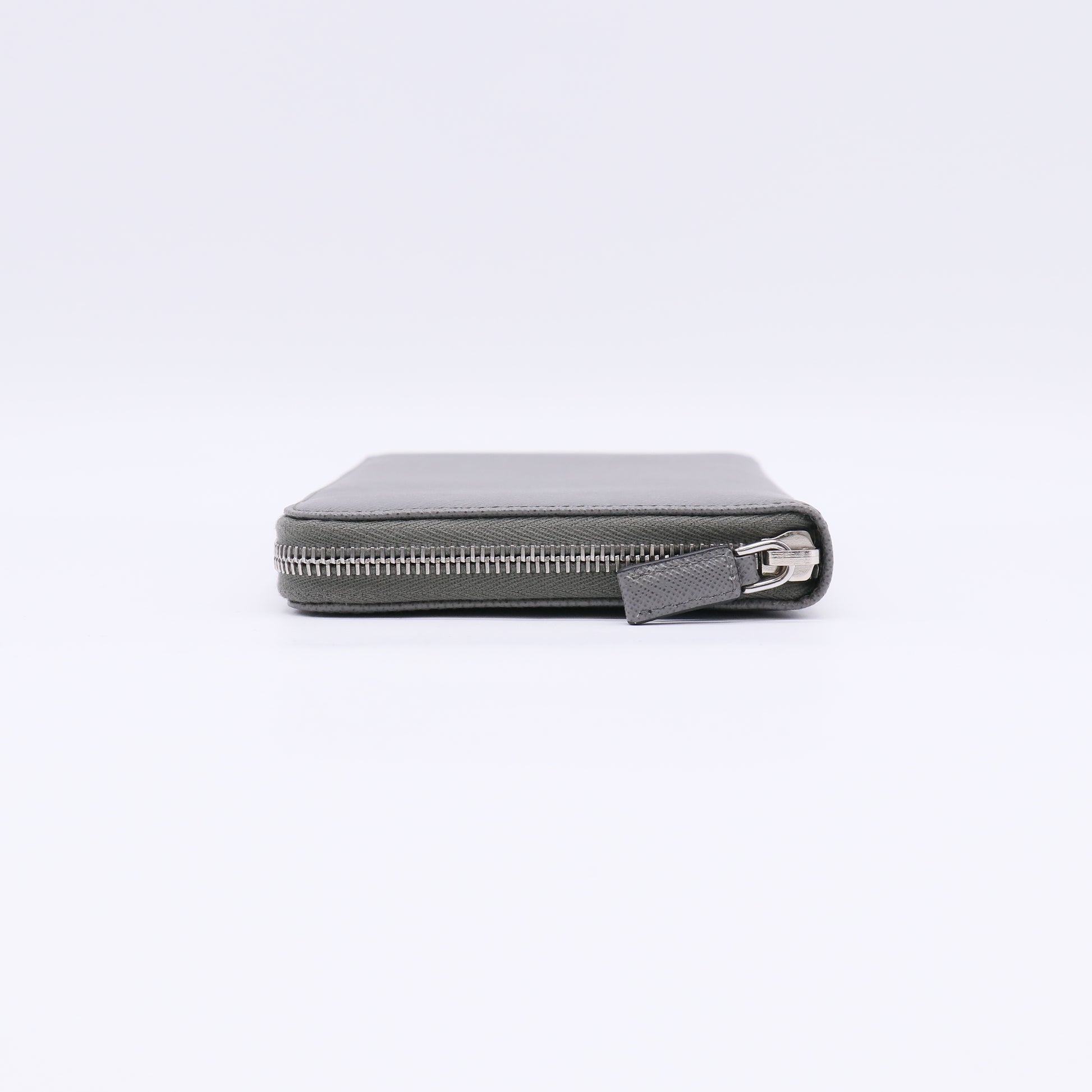 Grey Saffiano Leather Long Zip-Around Wallet W22586