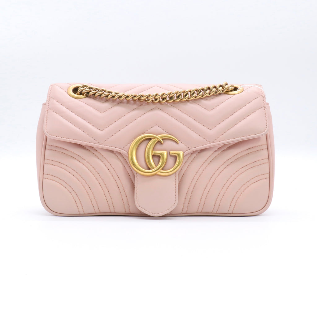 Calfskin Matelasse Mini GG Marmont Shoulder Bag Perfect Pink twins