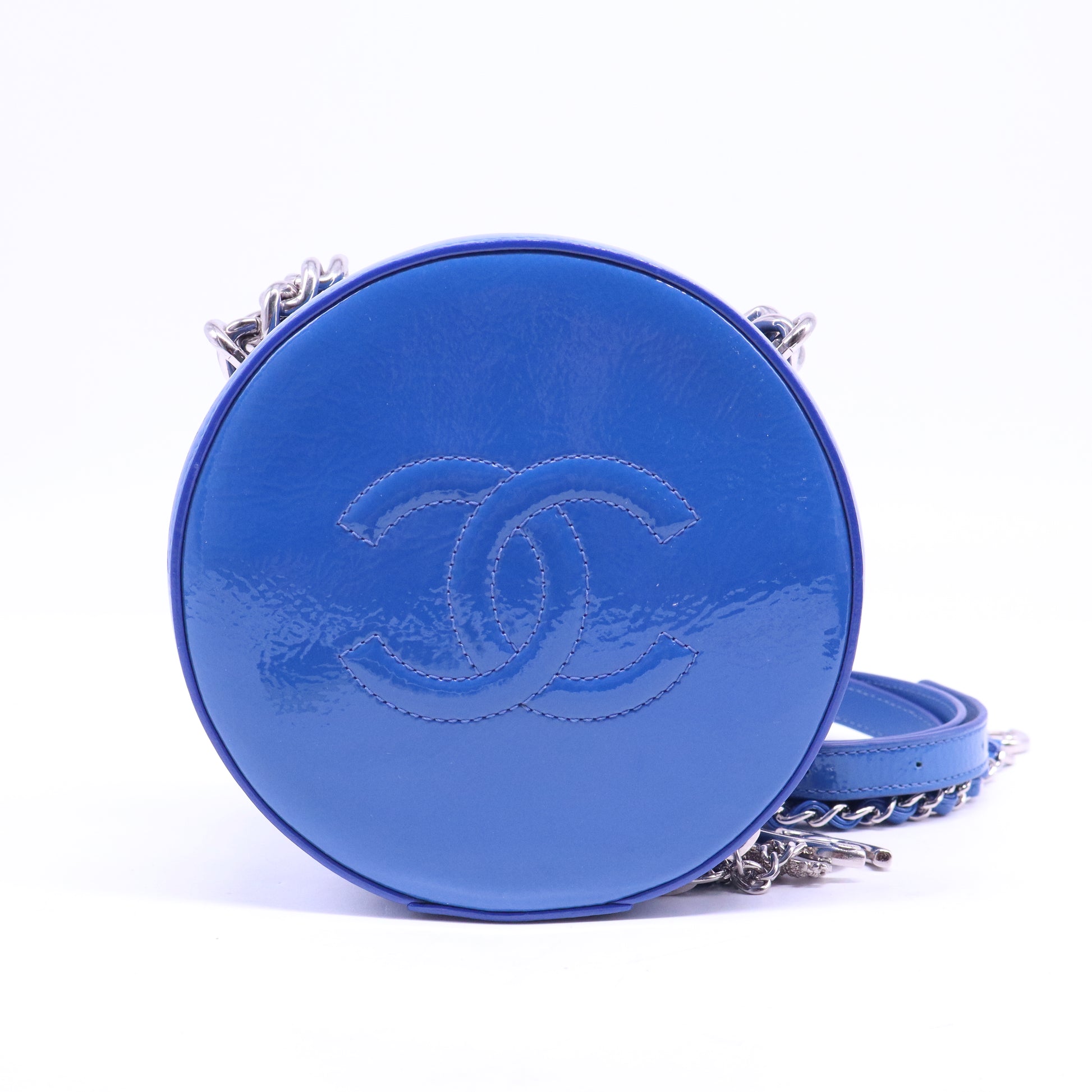 Patent Round As Earth Evening Bag Blue B21037