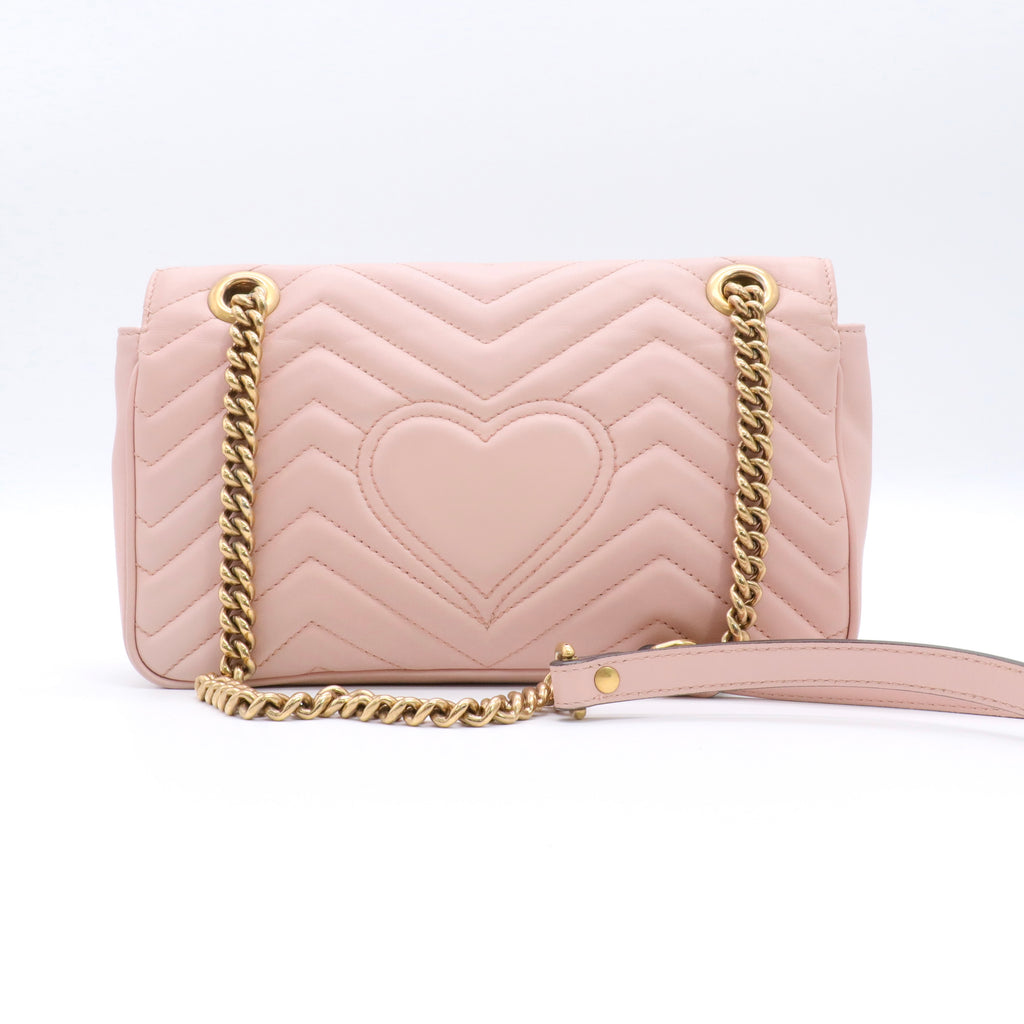 Calfskin Matelasse Mini GG Marmont Shoulder Bag Perfect Pink twins