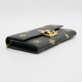 Grained Calfskin Bee Star Continental Chain Wallet Black