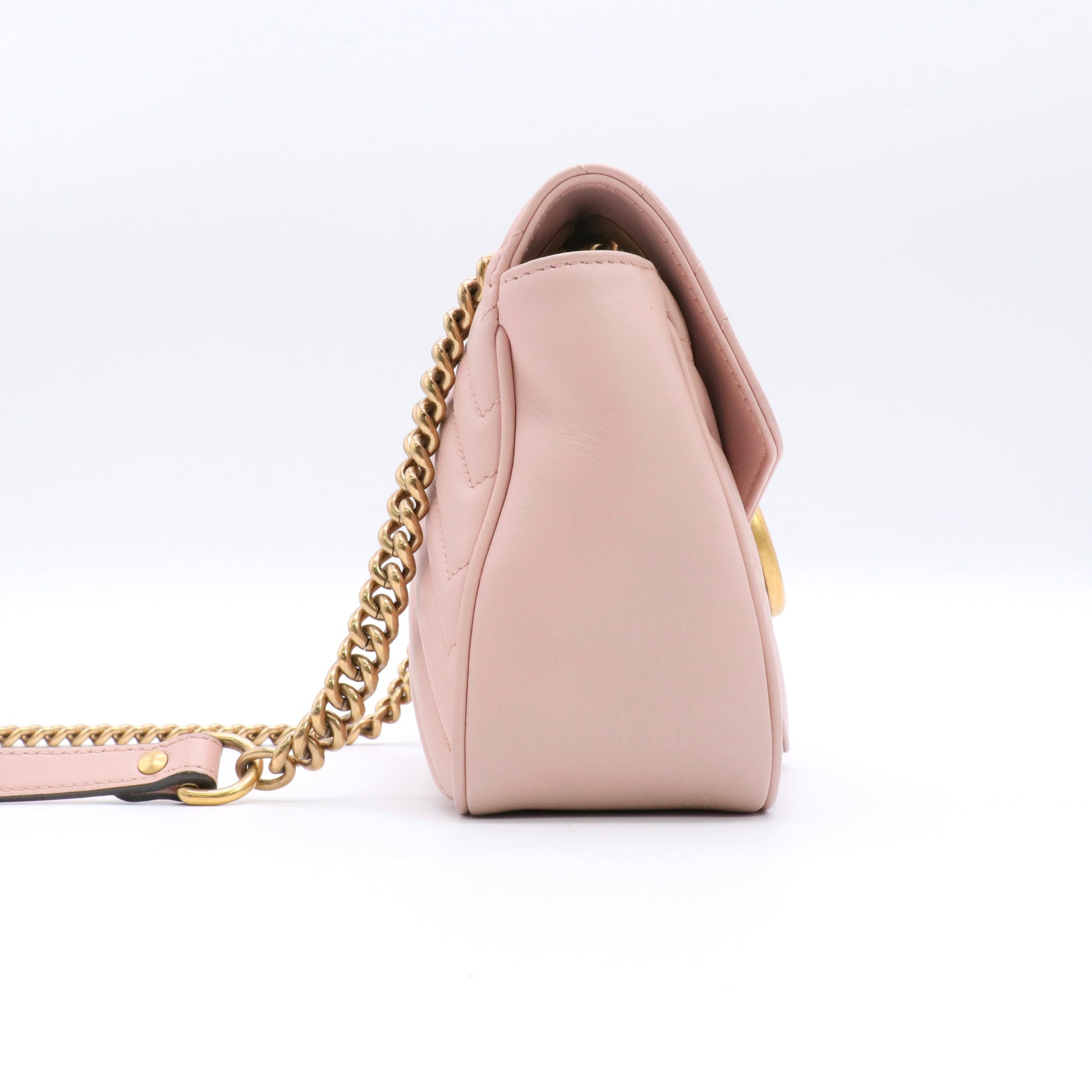 Calfskin Matelasse Mini GG Marmont Shoulder Bag Perfect Pink twins