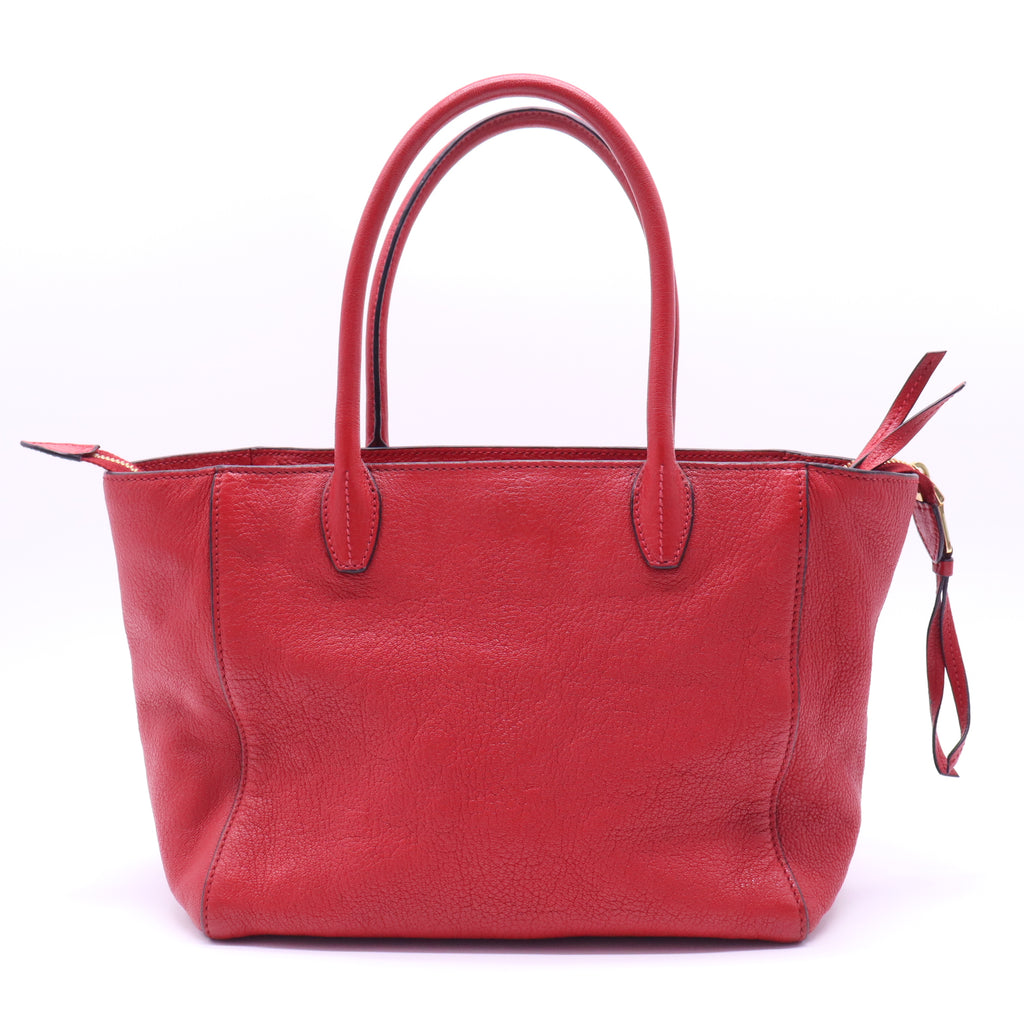 Red Shiny Calfskin Two Way Tote Bag w/ Strap  B22073