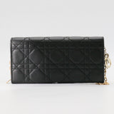 Black Cannage Quilted Lady Dior Wallet on Chain