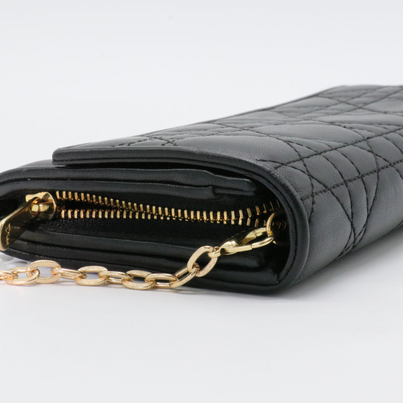 Black Cannage Quilted Lady Dior Wallet on Chain