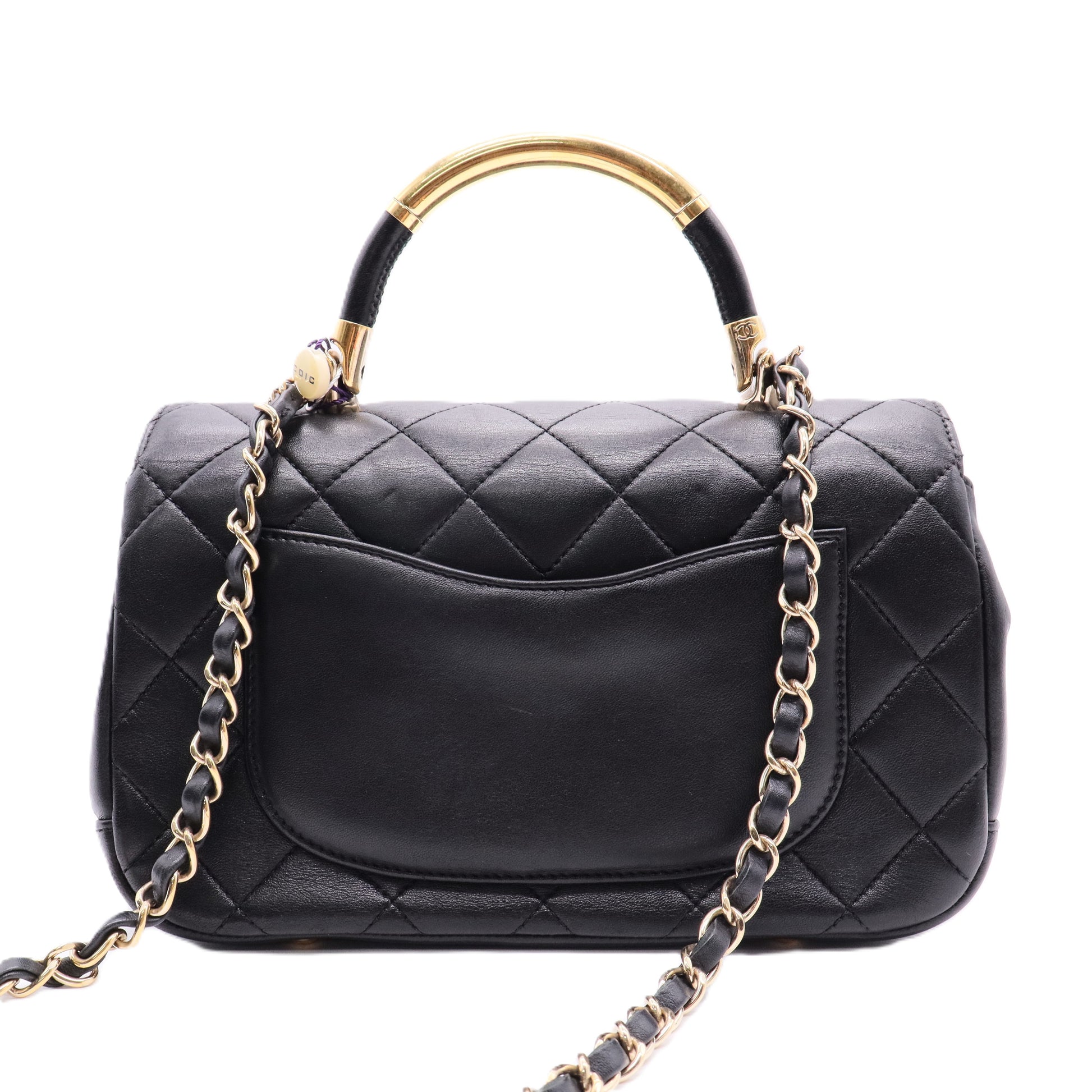 CHANEL Lambskin Leather Chain Shoulder Bag with Gold Buckle twins