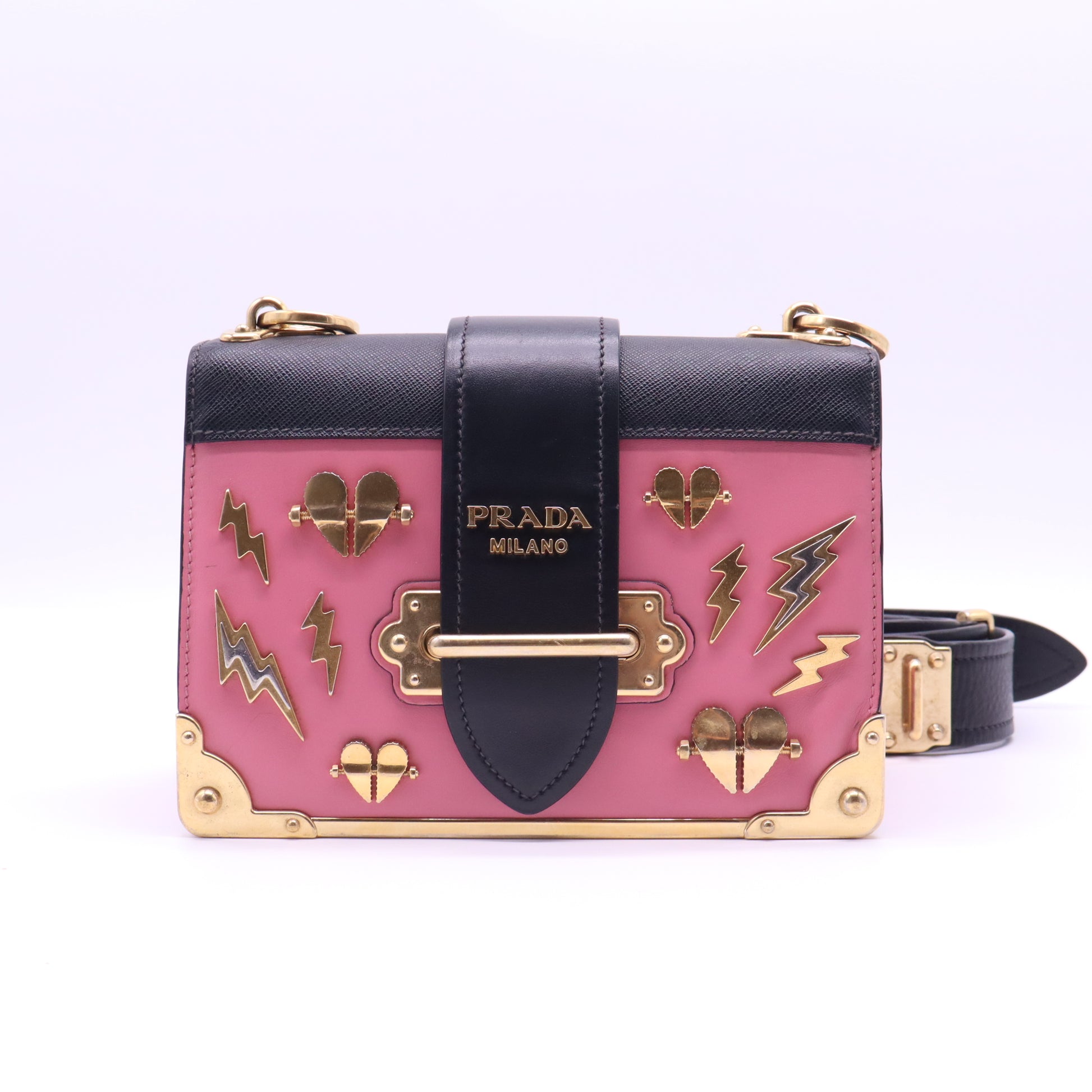 Prada Cahier Thunder Embellished Leather Shoulder B21351