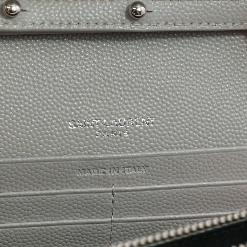 Grain De Poudre Matelasse Chevron Monogram Chain Wallet Light Grey twins