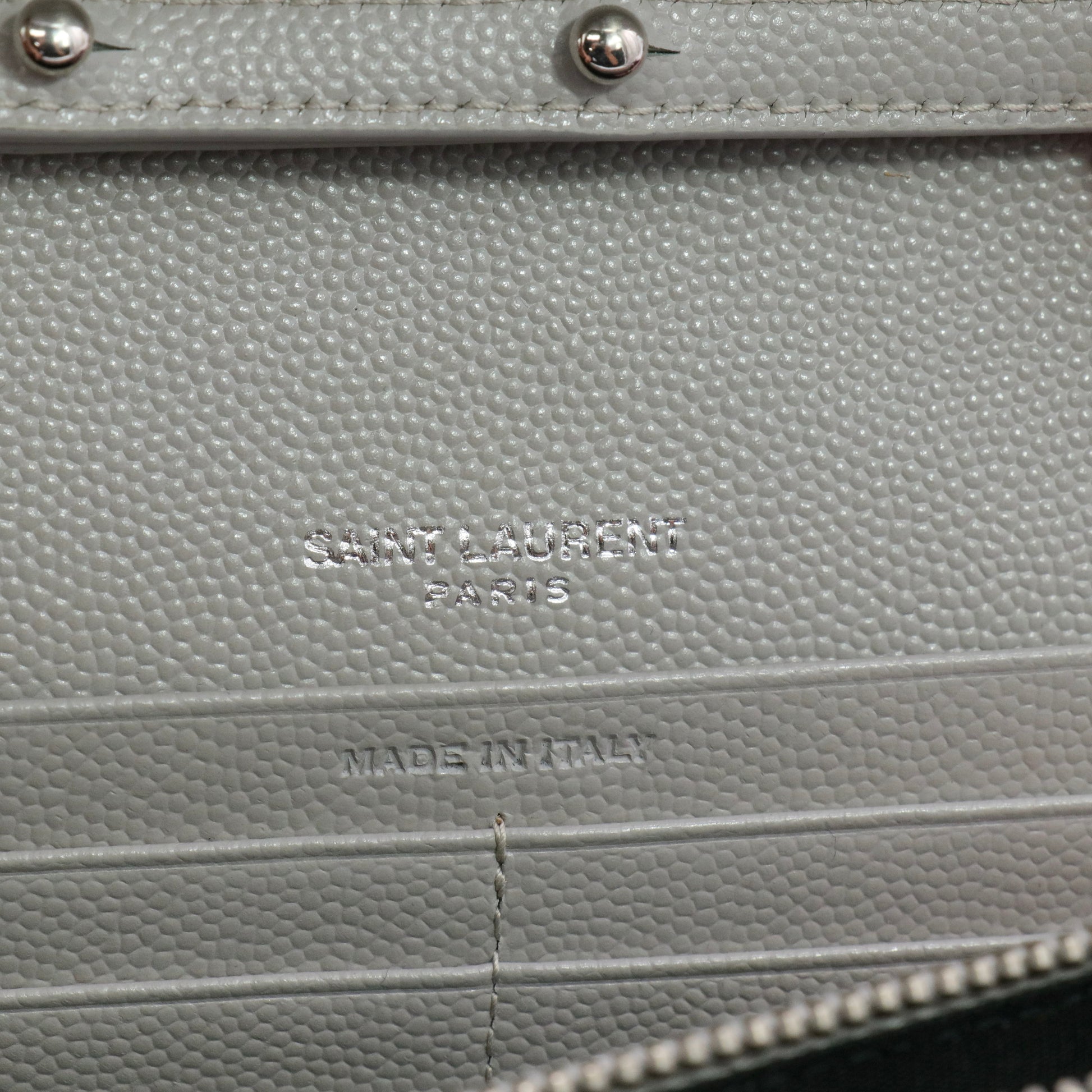 Grain De Poudre Matelasse Chevron Monogram Chain Wallet Light Grey twins