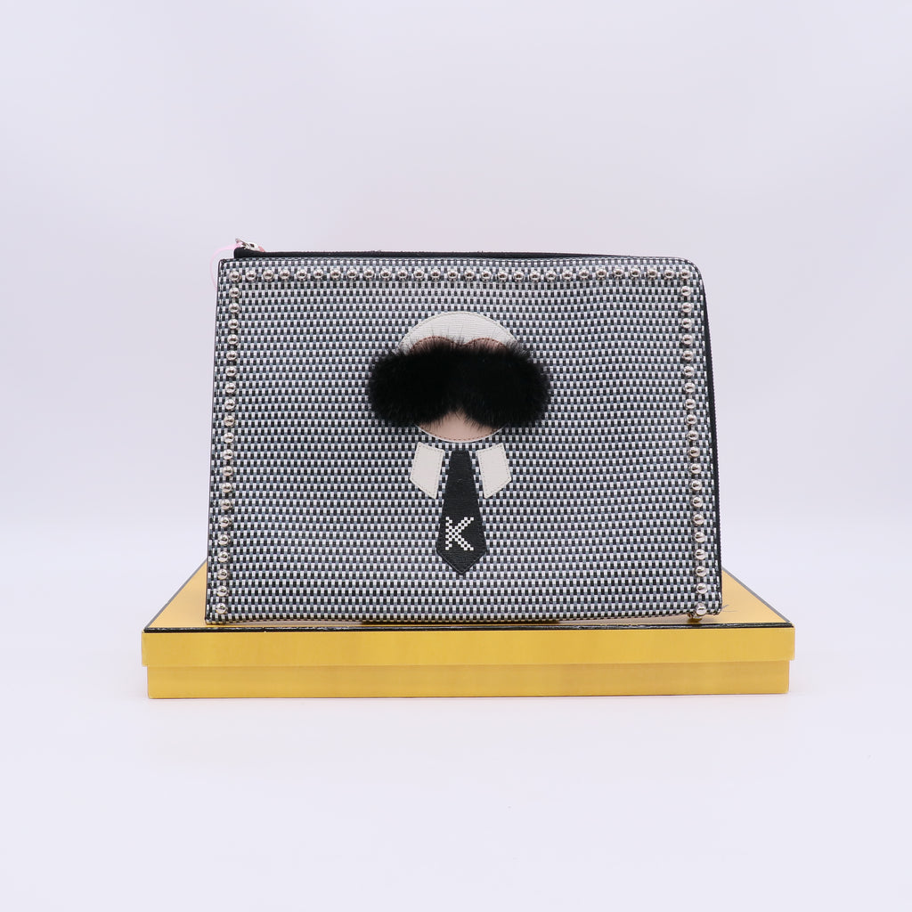 Fendi Saffiano Leather Karlito Flat Clutch twins LDJ5568