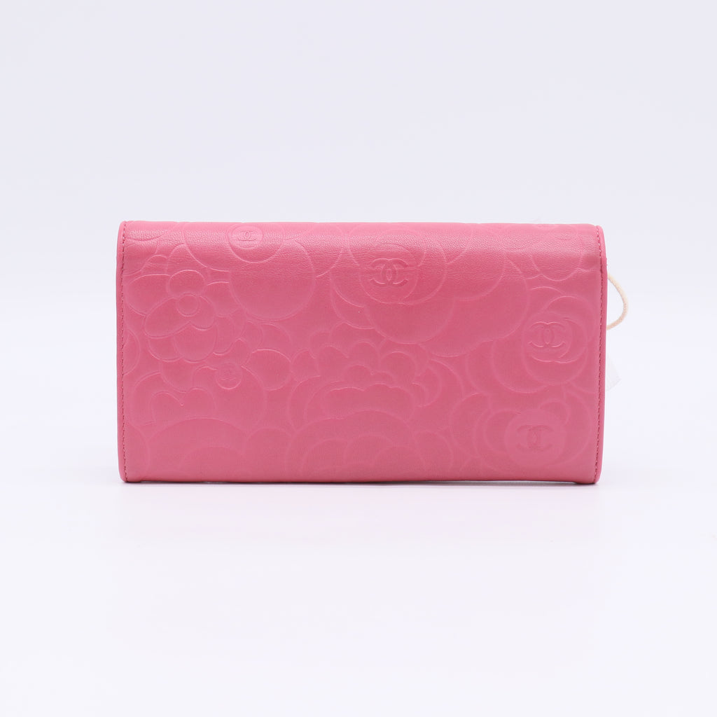 Camellia Long Wallet Pink Leather W22532
