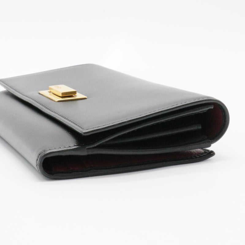 Black Leather Peekaboo Long Wallet