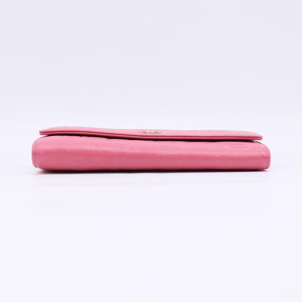 Camellia Long Wallet Pink Leather W22532