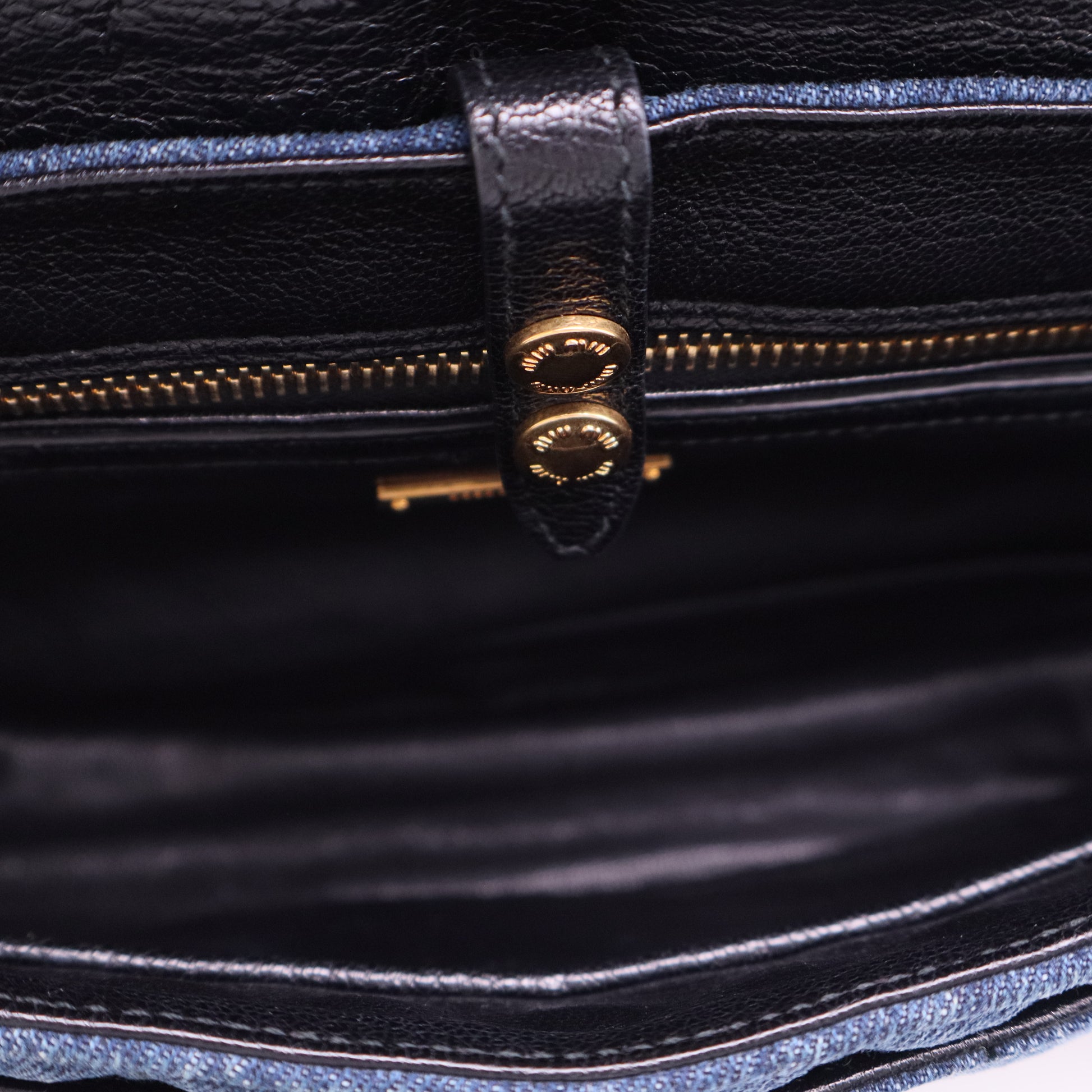 Miu Miu Blue Matelasse Denim Biker Shoulder Bag twins
