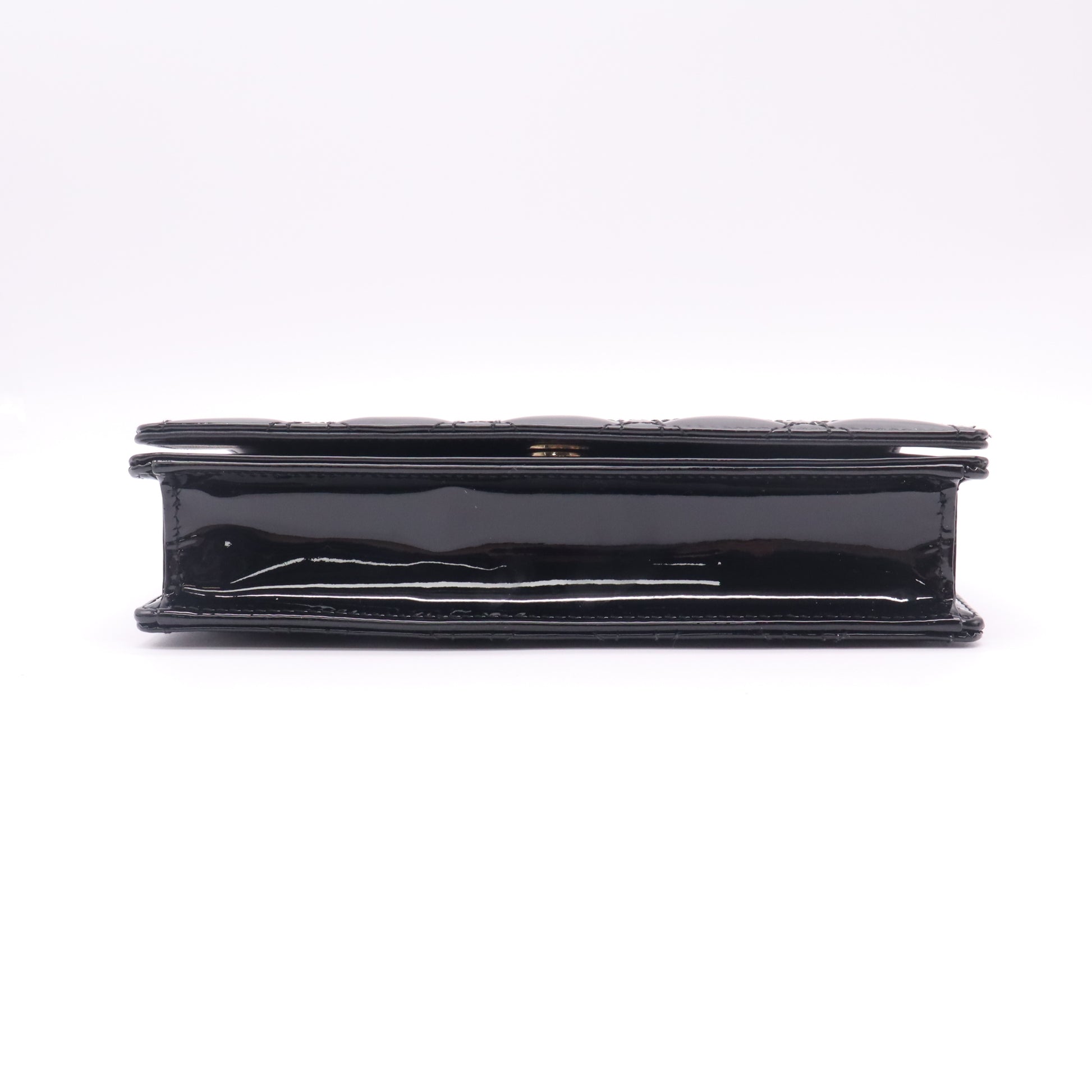 Christian Dior Patent Cannage Lady Dior Chain Pouch Black twins B23338