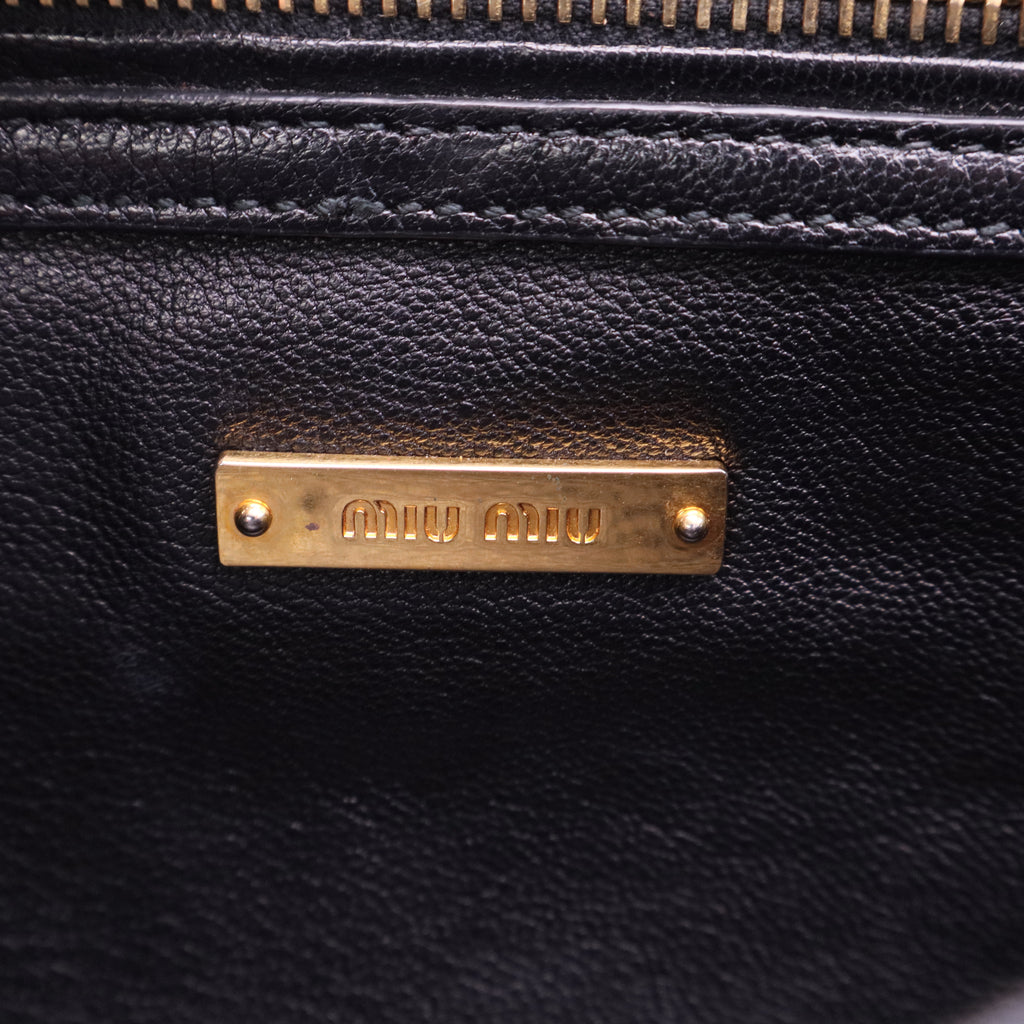 Miu Miu Blue Matelasse Denim Biker Shoulder Bag twins