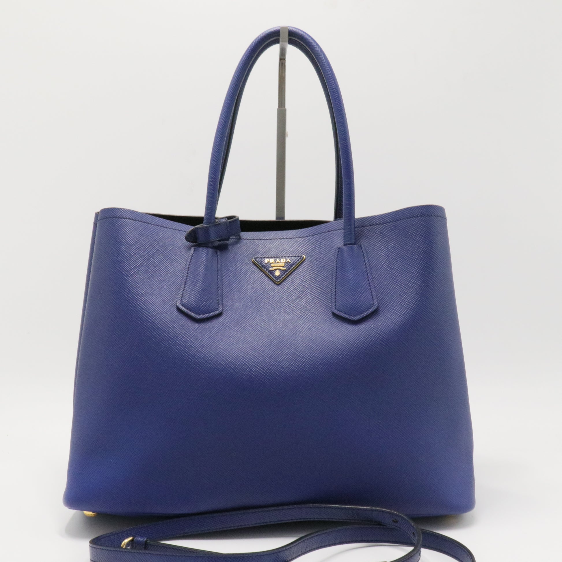Saffiano Cuir Medium Double Bag Bleuette - Twins