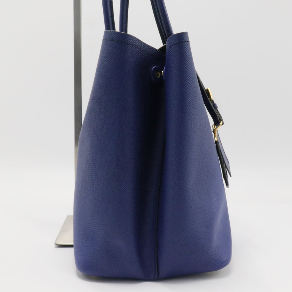Saffiano Cuir Medium Double Bag Bleuette - Twins