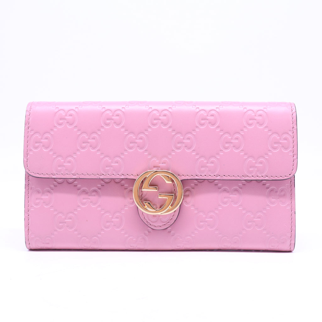 Guccissima Signature Icon Continental Wallet Carmine Rose W20828