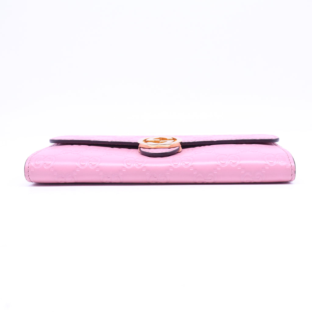 Guccissima Signature Icon Continental Wallet Carmine Rose W20828