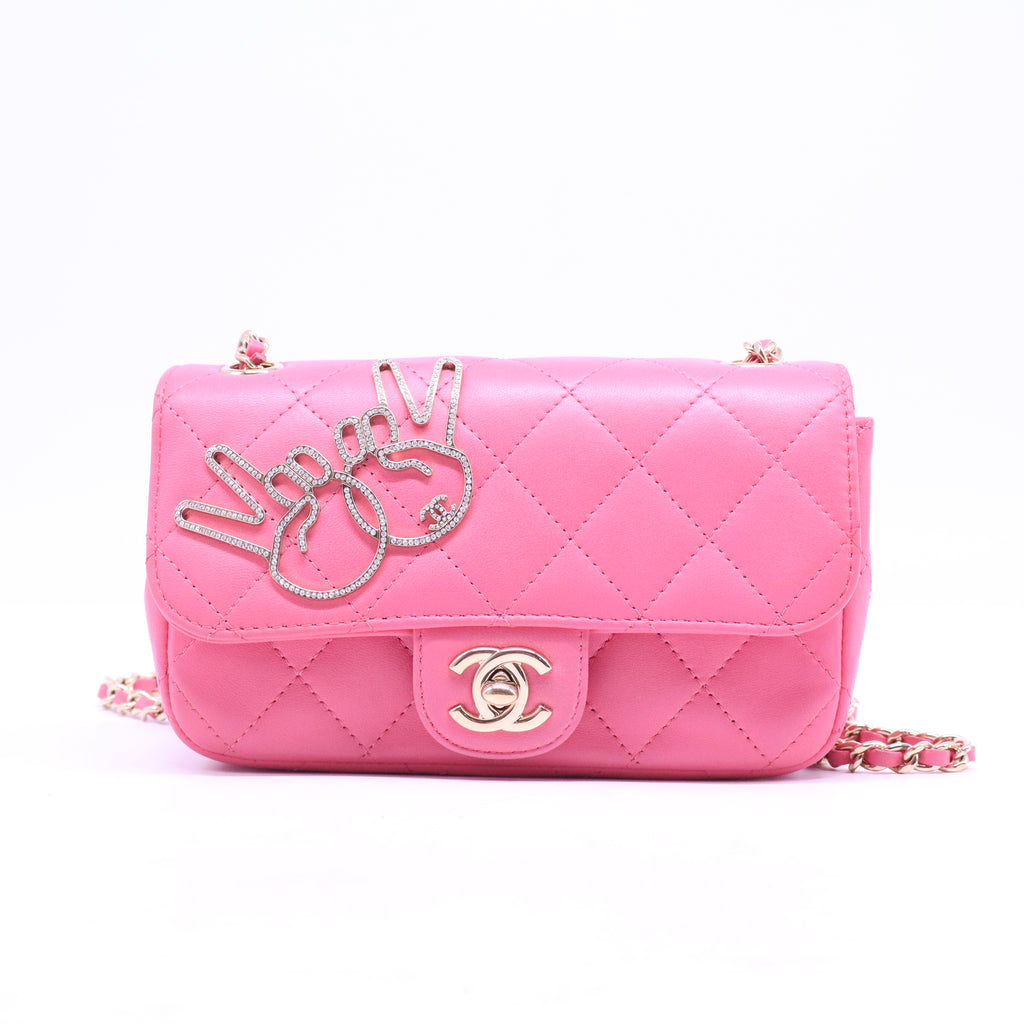 Quilted Lambskin Leather Peace Mini Bag B20999
